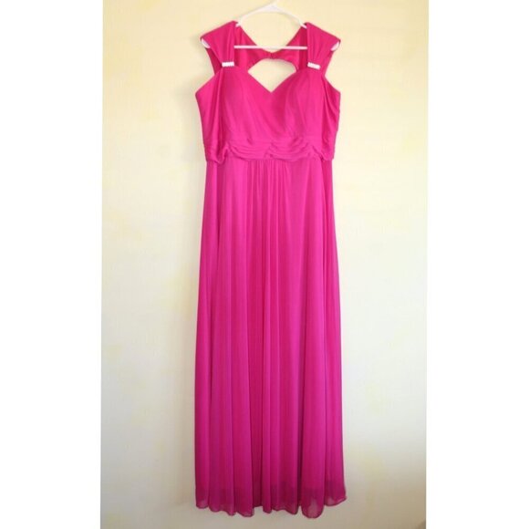 NWT Cinderella A Line Maxi Dress Bead Accented Fuchsia Gown Size 2XL Bridesmaid - Picture 6 of 12